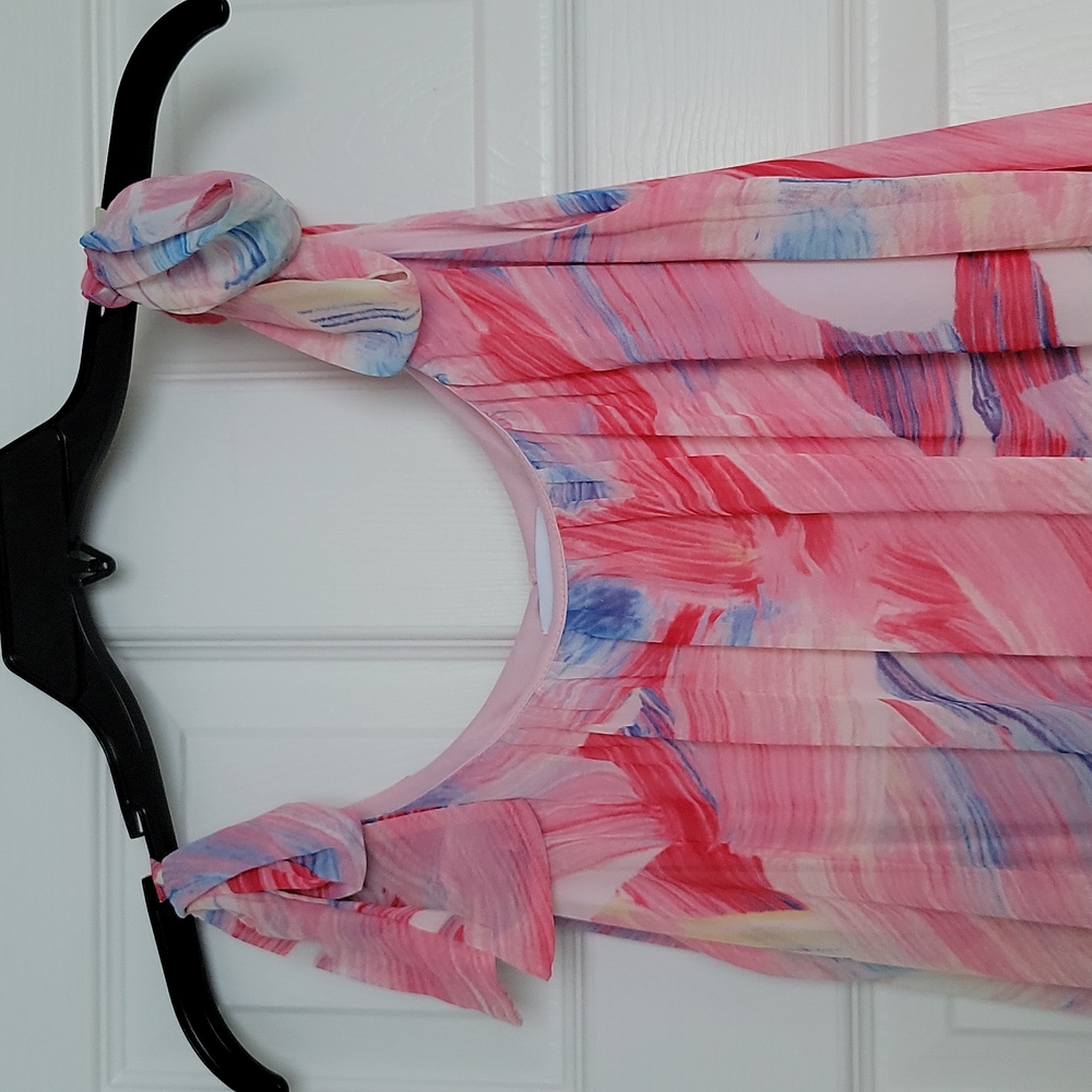 Pink Adjustable Strap Dress with Ruffle at Bottom - Picture 3 of 8